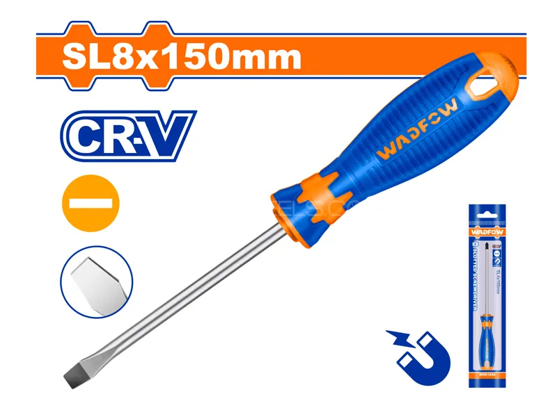 Wadfow Slotted Screwdriver WSD1986 Diameter: 8.0mm Length:150mm Image-1