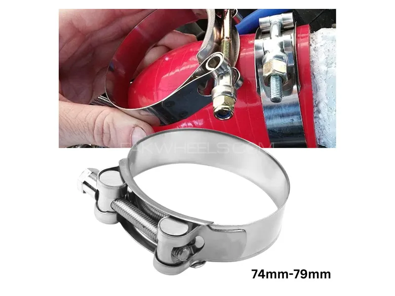 T-bolt Hose Clamp Stainless Steel For Air Ducting Exhaust Wrap Clamps and Metal Strapping 74mm-79mm Image-1