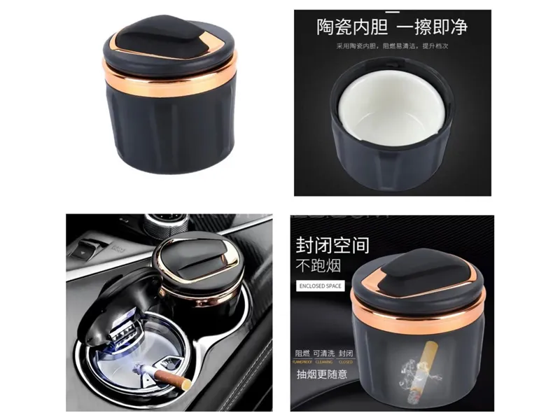 Universal Car Ashtray Fancy With Ceramic Interior and LED light Image-1
