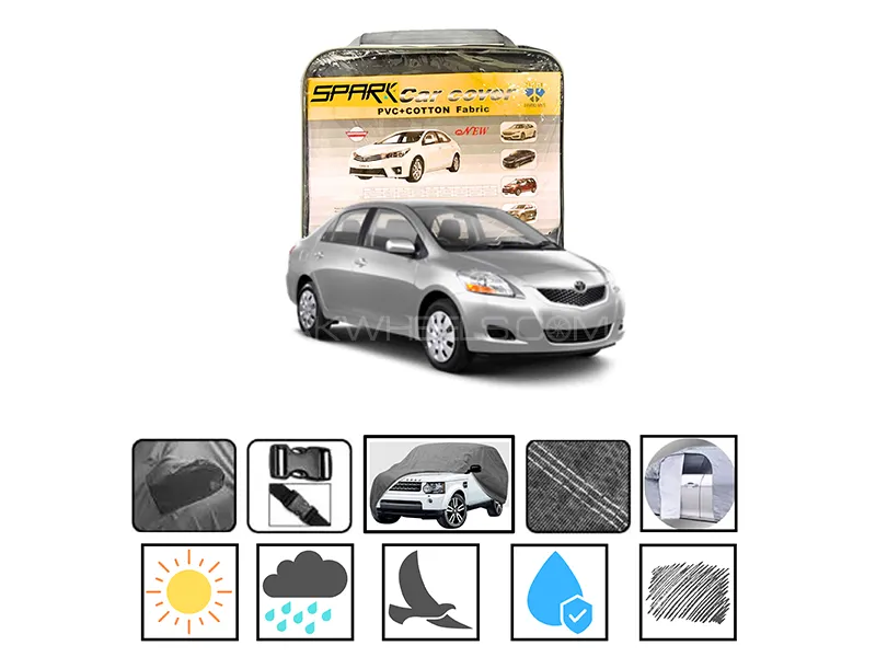 Toyota Belta 2005-2012 PVC Spark Cotton Fabric Car Top Cover Image-1