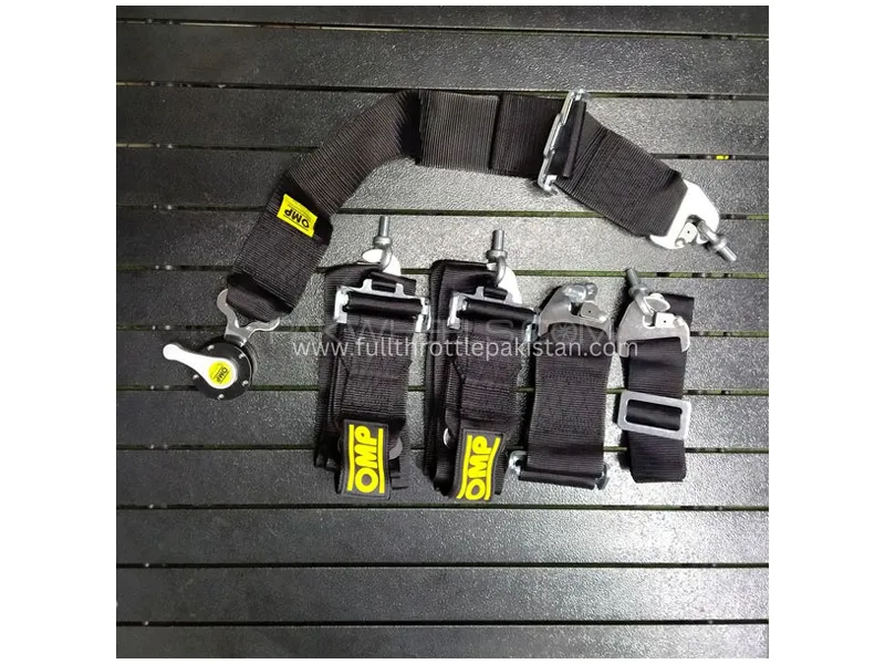 OMP 5 Point Racing Harness Seat Belt Pair Black Image-1