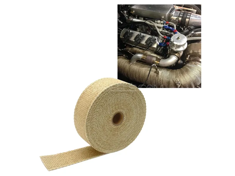 2in X 9M Exhaust Pipe Heat Wrap for Heat Protection Beige Image-1