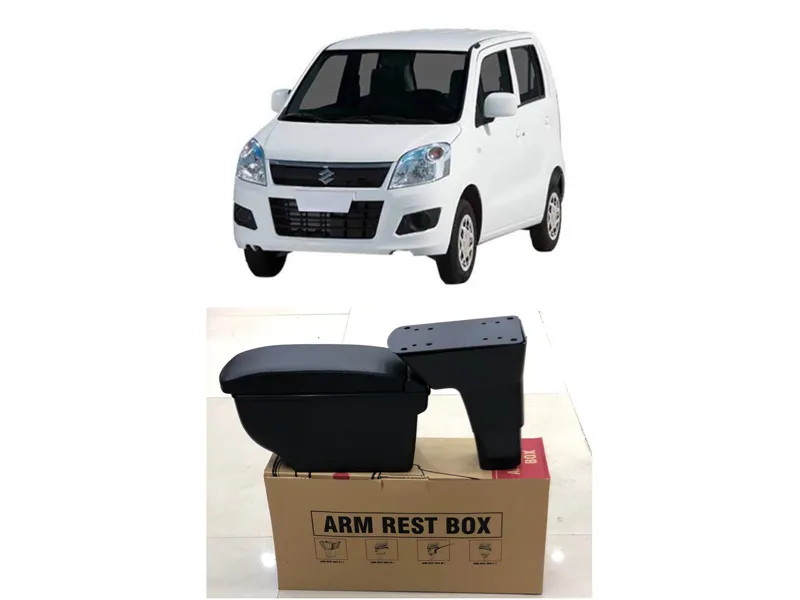 Suzuki Wagon R 2016-2023 Black Arm Rest Console Storage Box Image-1