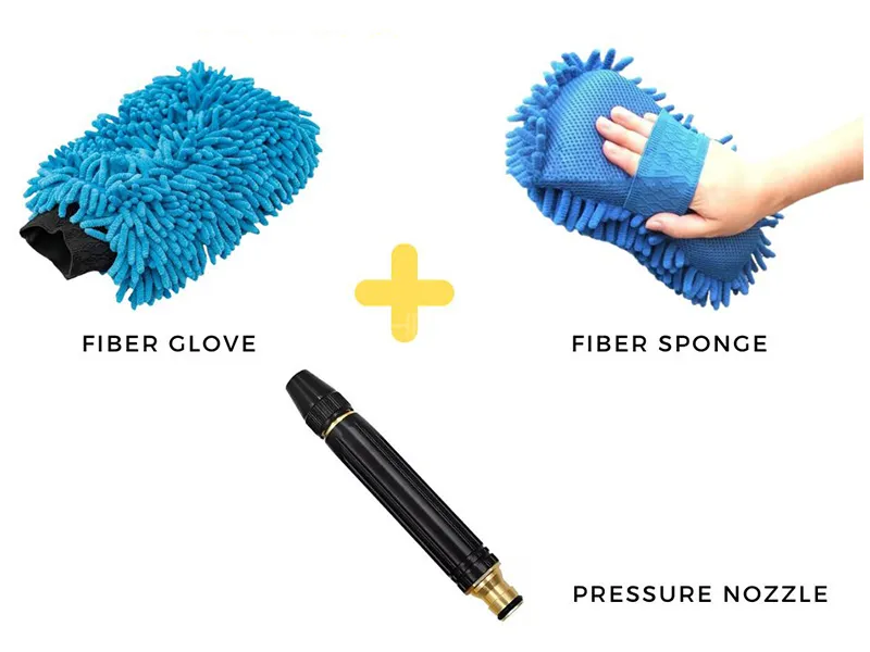 MicroFiber Glove | MicroFiber Sponge | Pressure Washer Nozzle | Pack Of 3 | Multi Color  Image-1