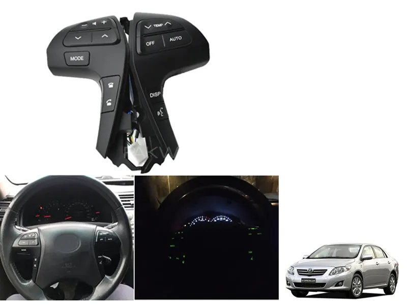 Toyota Corolla Altis 2009-2014 Multimedia Steering Audio Buttons Matte Black Colour Image-1