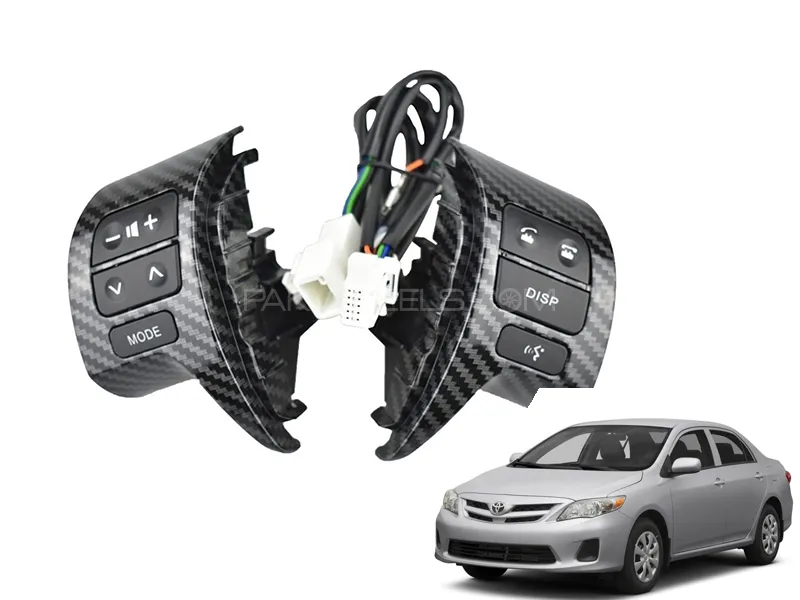 Toyota Corolla XLI 2008-2014 Multimedia Steering Audio Buttons Carbon Fibre Image-1