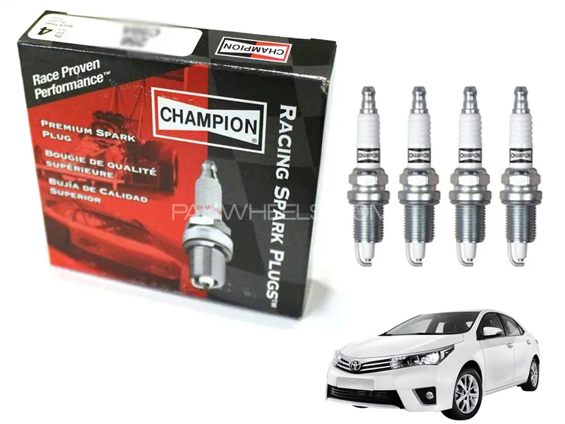 Champion Copper Plus Spark Plugs Pack of 4 Set for Toyota Corolla 2014-2023 Grande 1.8 Image-1