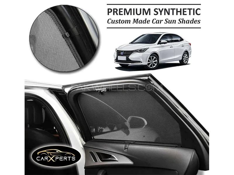 Changan Alsvin Premium Car Sun Shades | Synthetic PolyNet Heat Proof Fabric | Foldable Image-1