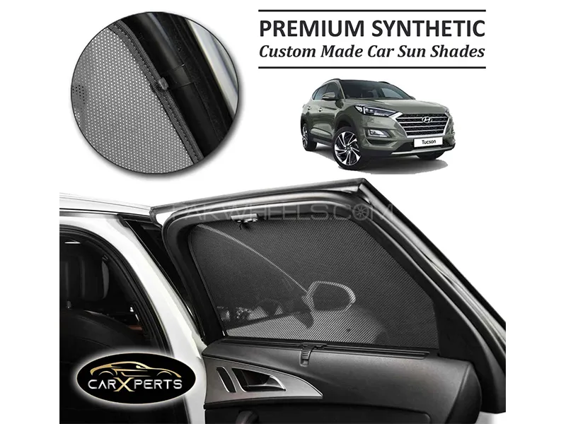 Hyundai Tucson Premium Car Sun Shades | Synthetic PolyNet Heat Proof Fabric | Foldable Image-1