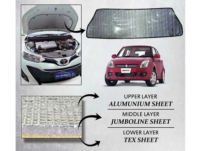 Suzuki Swift 2010-2020 Bonnet Insulation Namda | Silver Aluminium | Triple Layer Image-1