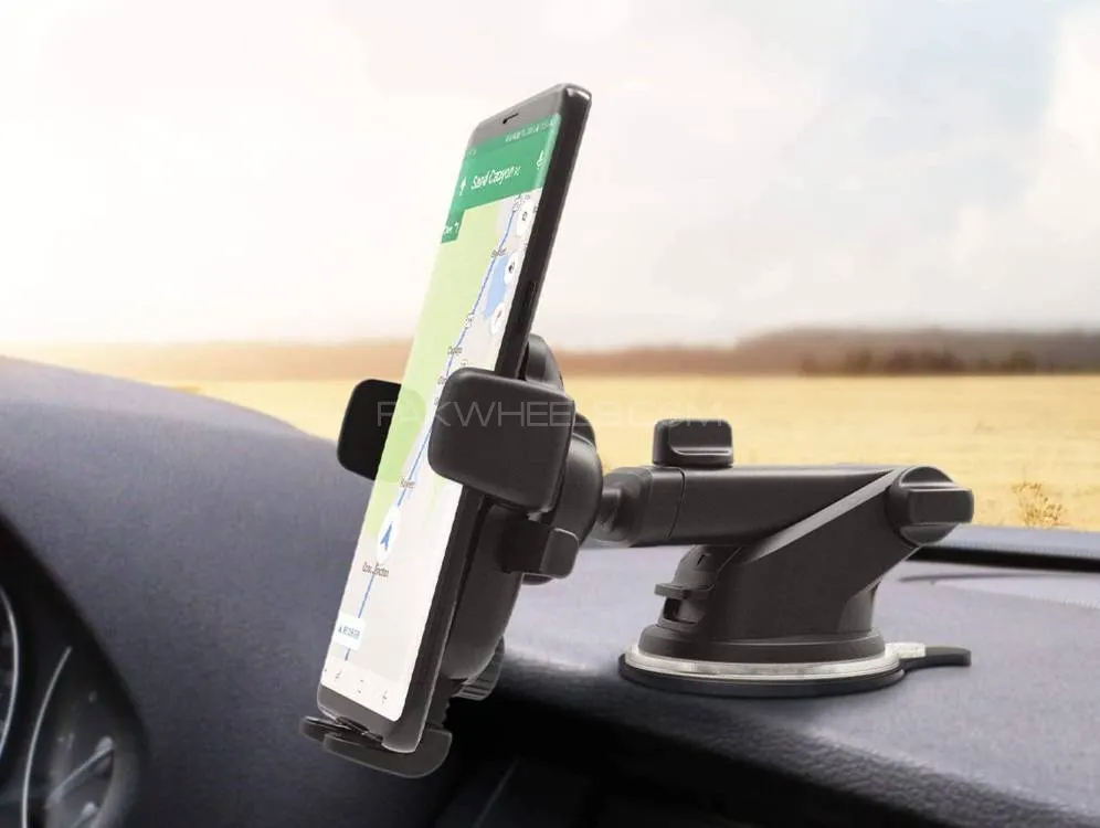 Universal Car Mobile Holder - Black | Moveable Rotation | Strong Grip