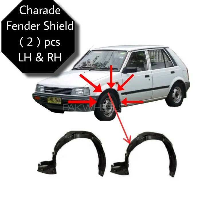 Charade Fender shield ( 2 ) pcs RH & LH ( Save your car from Rust ) front both side Black colour Dai Image-1