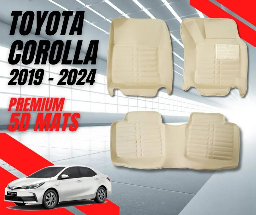 Toyota Corolla 2014-2024 5D Floor Mats | Premium Quality | Beige | Dual Layer | Non Slip Image-1