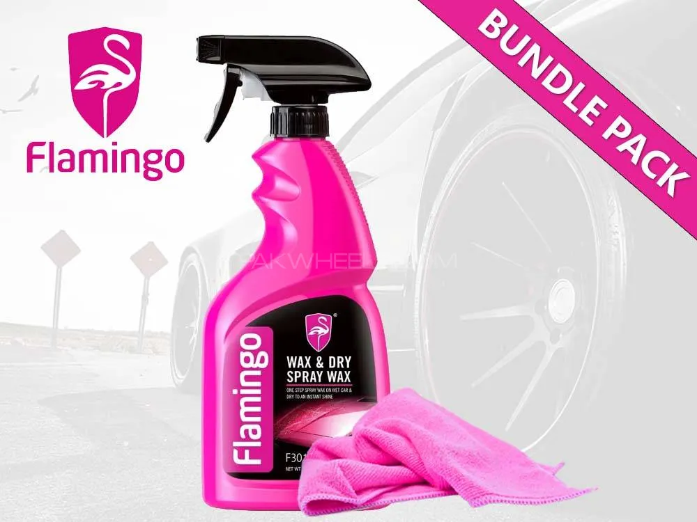 Flamingo Wash And Dry Spray Wax With Microfiber | Bundle Pack | 500ml Image-1