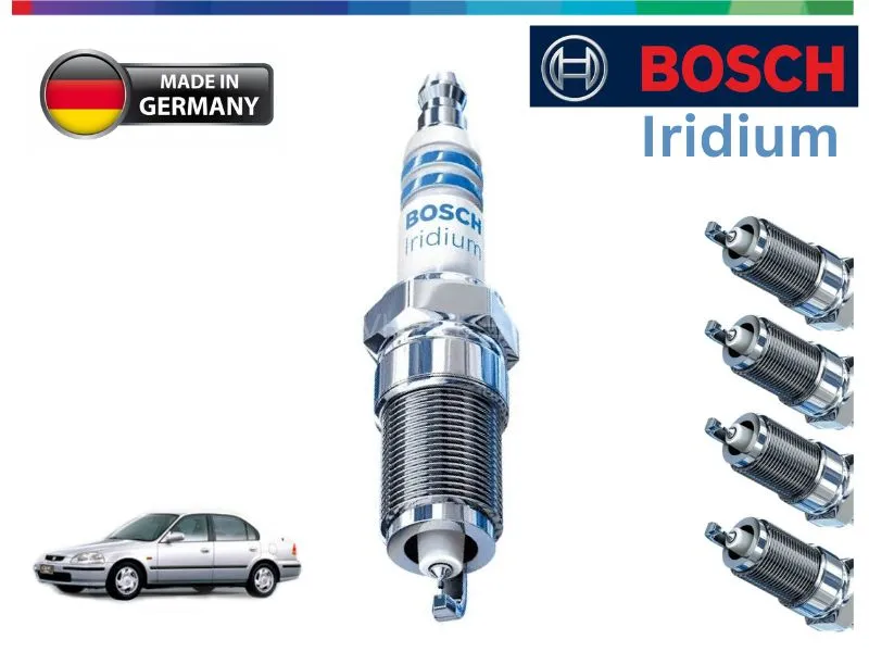 Honda Civic 1996-2001 Iridium Spark Plugs 4 Pcs- BOSCH - Made in Germany Image-1