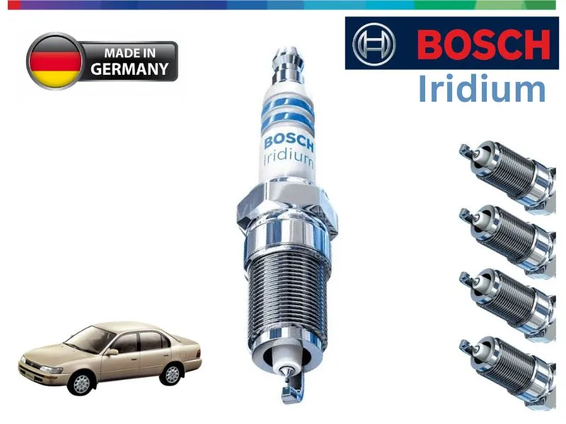 Toyota Corolla Indus 1991-2002 Iridium Spark Plugs 4 Pcs- BOSCH - Made in Germany Image-1