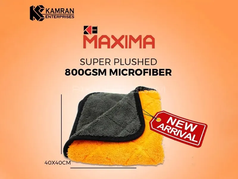Maxima Super Plushed 800 gsm Microfiber Diamond 40X40 CM Orange  & Grey Top Quality Image-1