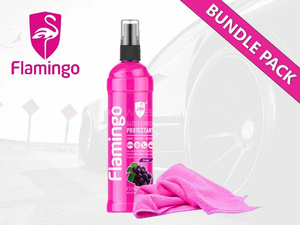 Flamingo Gloss Finish Protectant With Microfiber Cloth | Bundle Pack | 315ml | Grapes Image-1