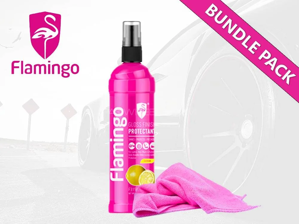 Flamingo Gloss Finish Protectant With Microfiber Cloth | Bundle Pack | 315ml | Lemon Image-1