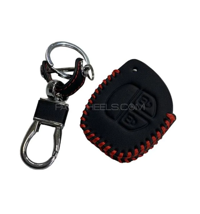 Suzuki Cultus 2017-2024 Leather Key Cover With Keychain Image-1