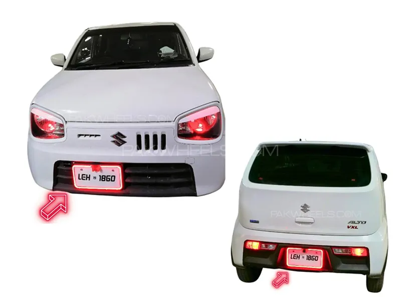 2 Pcs Car LED Number Plate Frame Red Color Transparent 6x12 inch Size Image-1