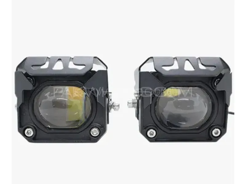 HJG Wide Lens Spotlight Headlight 9D Lens Yellow - White Beam Fog Lights 2 Pcs Set Image-1
