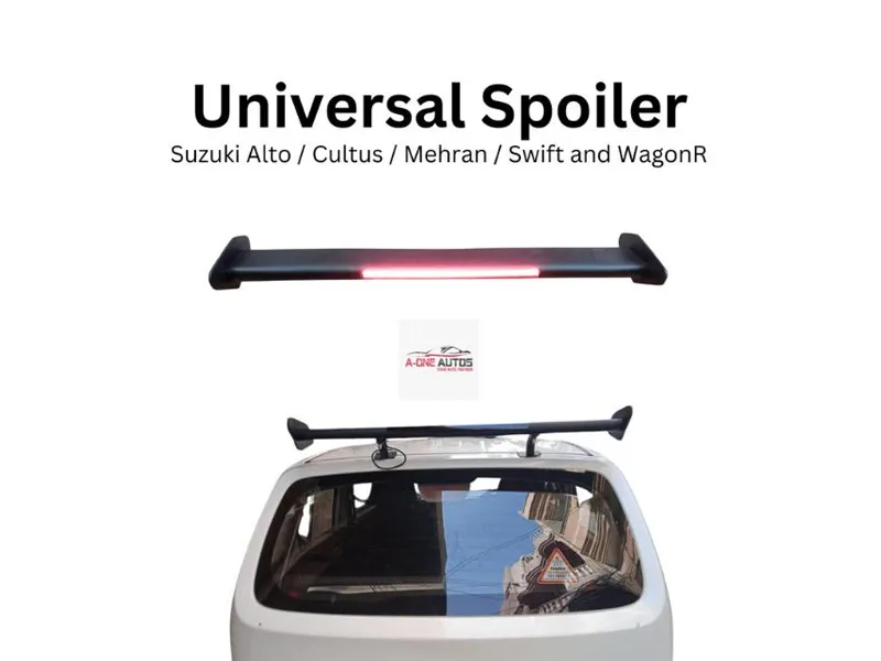 Wing Spoiler Universal with Brake Light Matt Black Plastic Image-1