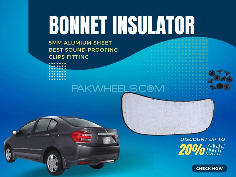 Bonnet Insulator Honda City 2009 to 2021 5mm Aluminum Sheet for Heat & Sound Proofing