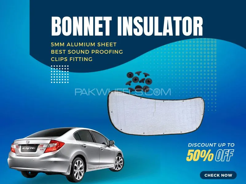 Bonnet Insulator Honda Civic Rebirth 5mm Thickness Aluminum Sheet with Clips