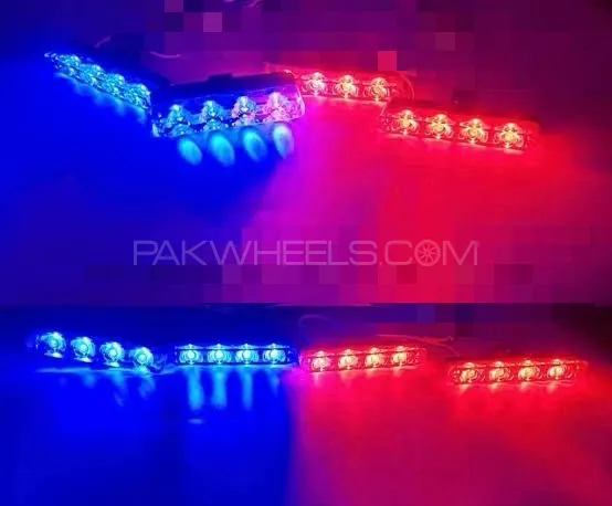 Police red & blue grill flasher,4 LED/8pcs,wired button Image-1