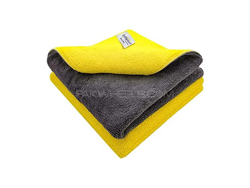 Microfiber Cloth 300GSM Yellow and Grey Pack of 3 40x40 Image-1