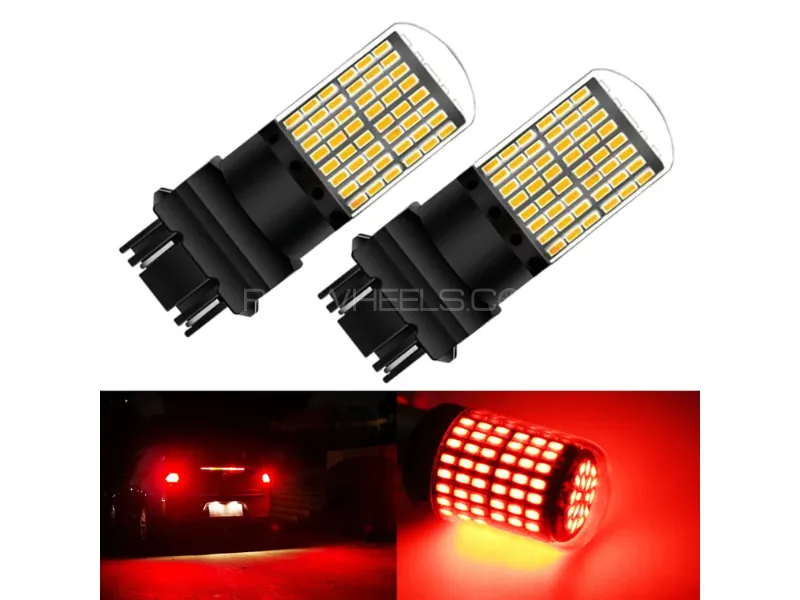 New 2x 3156 3157 Yellow Canbus LED Bulb Super Bright 144-SMD Turn Signal Tail Light Image-1