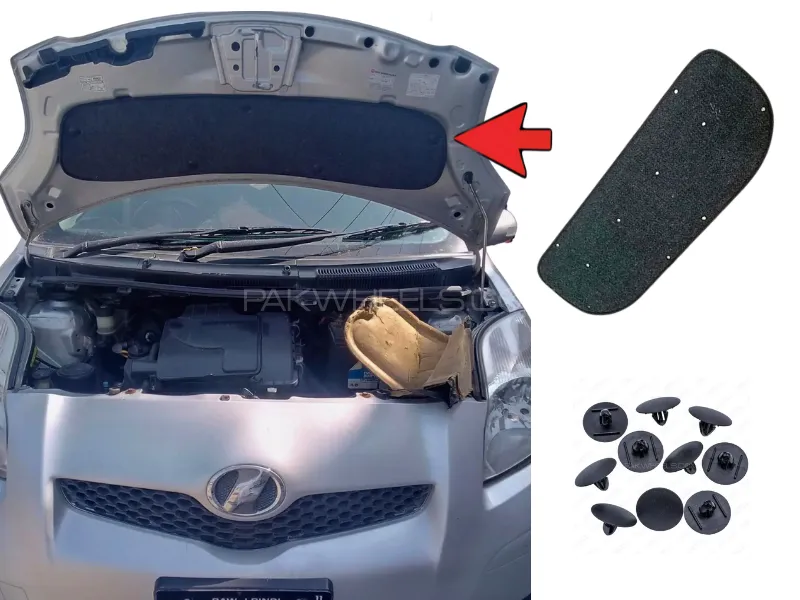 Bonnet Insulator Toyota Vitz 2005-2010 For Heat & Sound Proofing with Clips Image-1