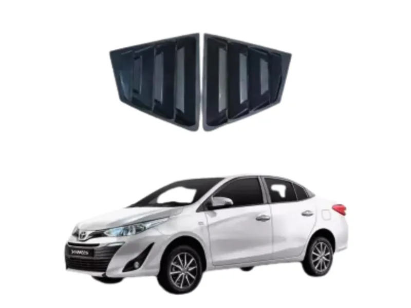 Toyota Yaris Fine Quality Quarter Window Louvers Tape Fitting Louvers Yaris Black - 1Pair Image-1