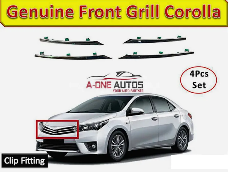 Genuine Front Chrome Grill Toyota Corolla 2015 with Clips Fitting - 4PCS Image-1