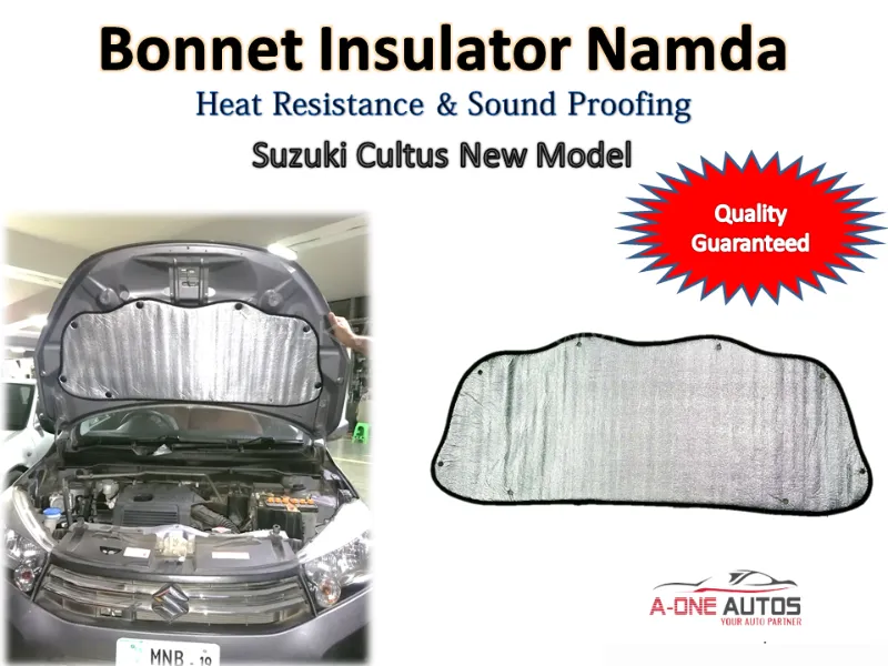 Suzuki Cultus Aluminum Bonnet Insulator Triple Layer 5mm Thickness Heat & Sound Proofing with Clips Image-1