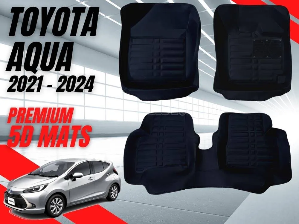Toyota Aqua 2021 - 2024 5D Floor Mats | Premium Quality | Black| Dual Layer | Non Slip Image-1