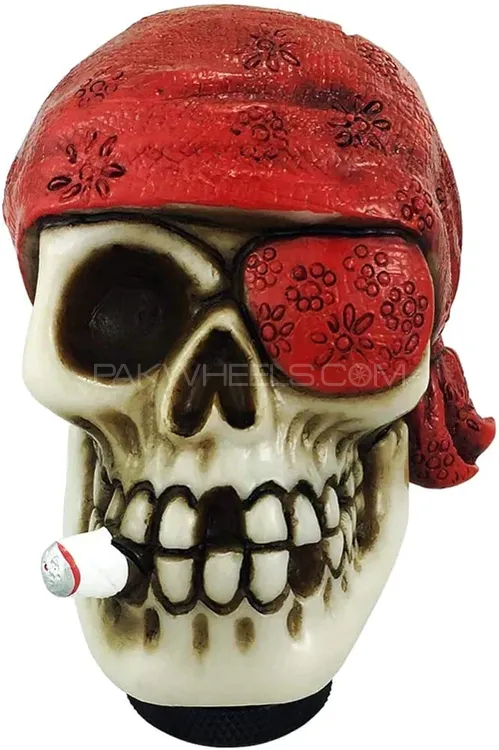 Universal One-Eyed Pirate Smoking Skull Shift Gear Knob Car Shifter Lever Most Manual Automotive Veh Image-1
