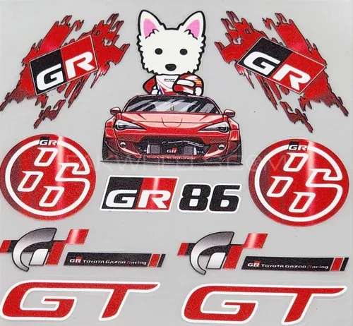 Premium Quality Custom Sticker Sheet For Car & Bike Embossed Style GR GT Image-1