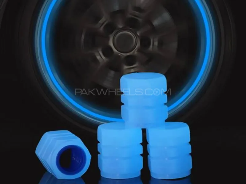 Tire Nozel Cover Blue Color in Glow In Dark Tire Valve Glow Image-1
