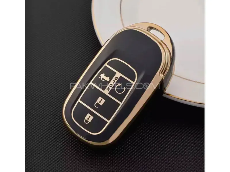 Honda Civic 2022-2023 TPU Key Cover Golden with Black Luxury Style - 1PC Image-1