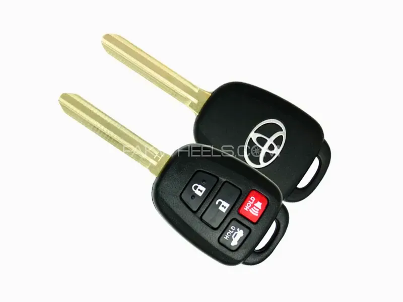 Toyota Corolla 4 Button Key Shell with Key Fob Black - 1PC Image-1