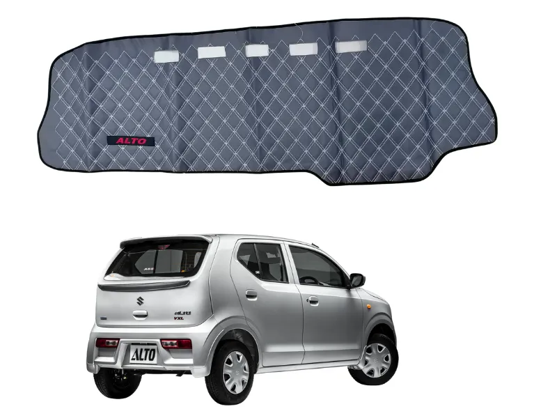 Suzuki Alto 7D Vinyle Dashboard Mat in Gray Color Cross Stiched - 1PC Image-1