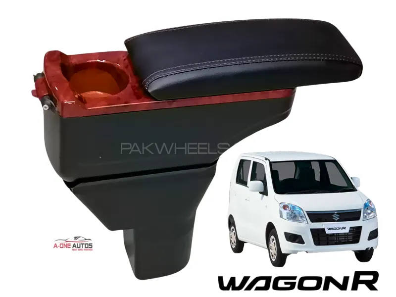 Suzuki WagonR Center Arm Rest Console with Cup Holder and Wooden Paneling - 1PC Image-1