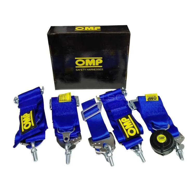 OMP 5 Point Racing Harness - Blue Seat Belt pair Image-1