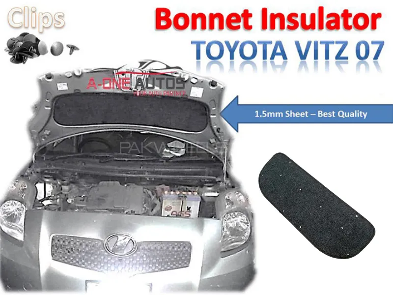 Bonnet Insulator Toyota Vitz for Heat Resistance and Sound Proofing with Clips Image-1