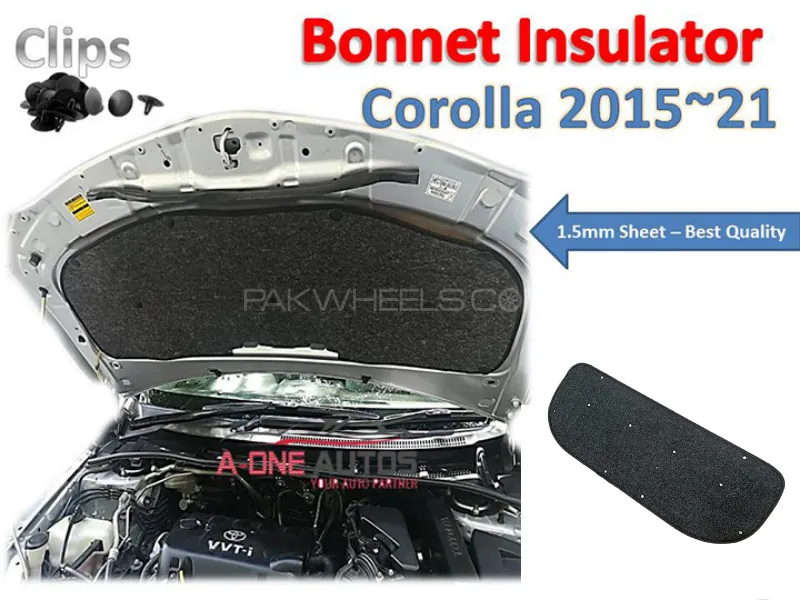 Bonnet Insulator Toyota Corolla 2015-24 for Heat & Sound Proofing with Clips Image-1