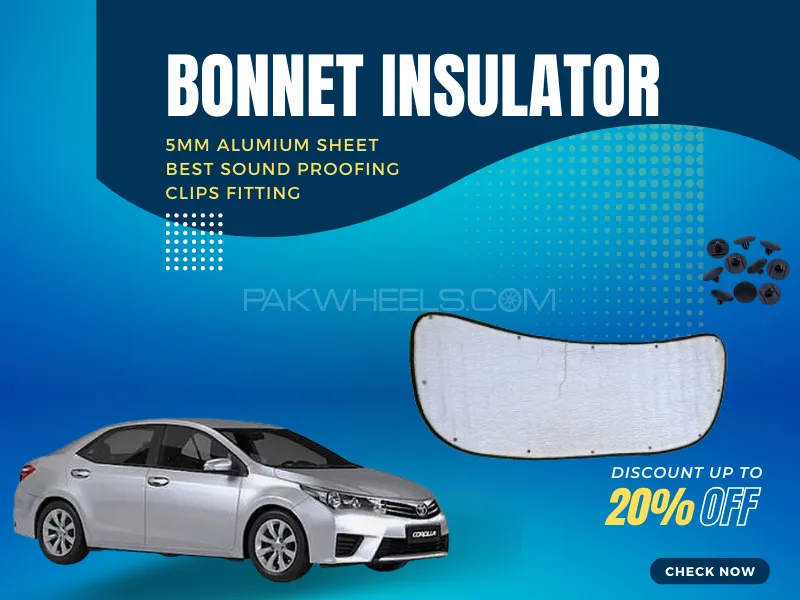 Bonnet Insulator Toyota Corolla 5mm Aluminum Thickness Best Sound & Heat Proofing