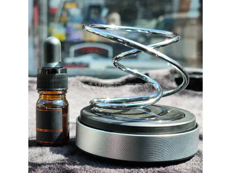 Universal Solar Power Spiral Style Car Perfume Silver Air Freshener 360° Rotating Car Perfume  Image-1