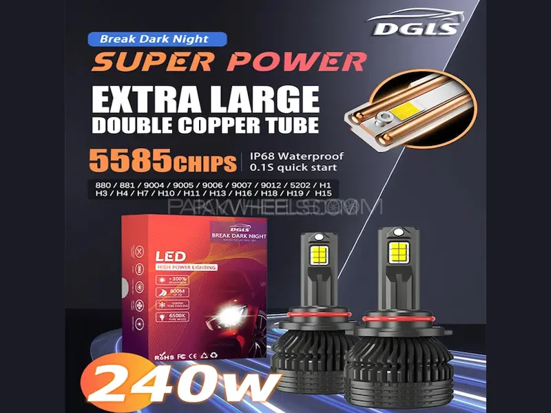 H4 - DGLS Most Famous LED Headlights - 240 Watts - 40000 Lumens - One Year Warranty Image-1